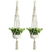 ZOUYUE 2 Pack Macrame Plant Hangers, Cotton Rope Woven for Inside Outside Plant Hanger Wall Hanging Planter Ceiling plants for Flower Pot, Hanging Plants Holder for Yard Garden Home Decoration, 41 cm